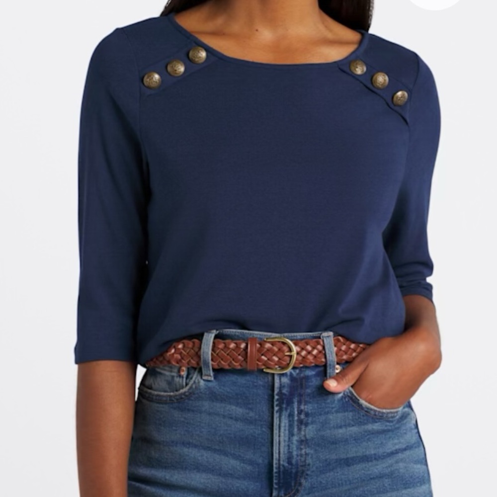NWOT market and spruce navy blue boat neck tea